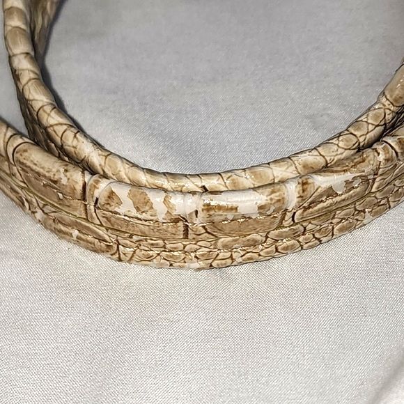 Vintage Jessica Simpson Beige Faux Crocodile Shoulder Bag 15"X10"X4" - Picture 10 of 10